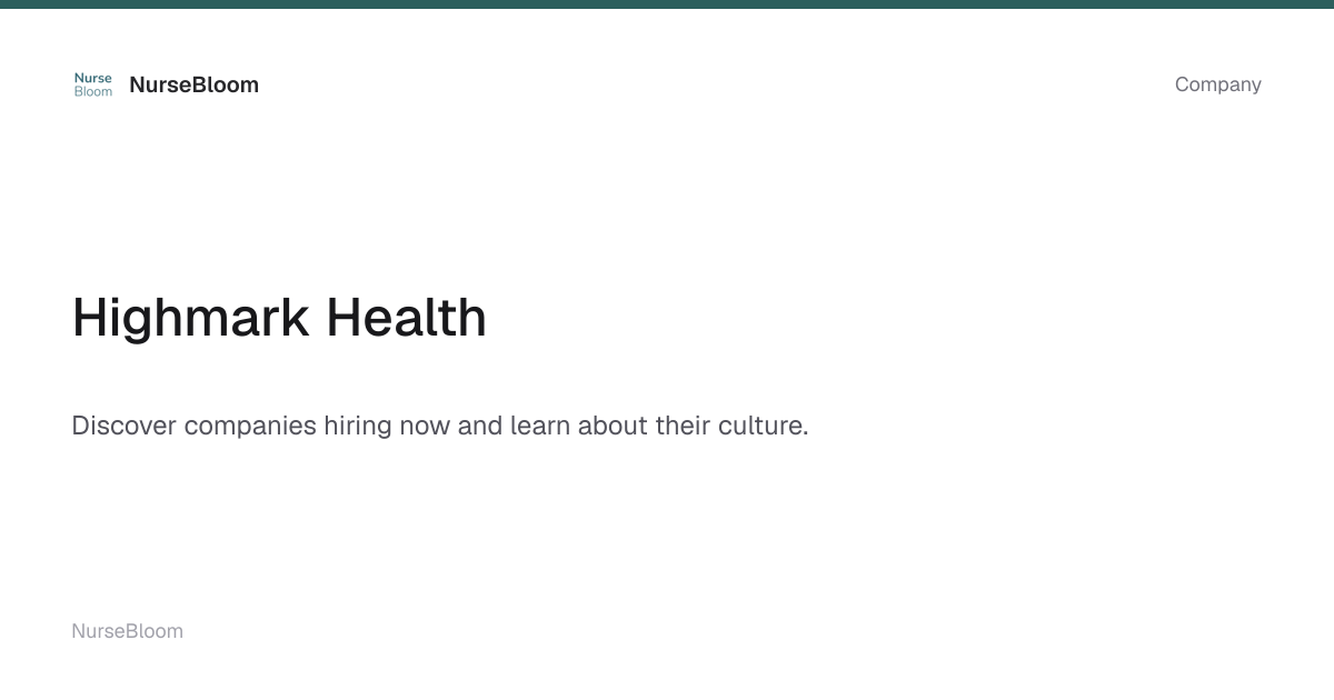 Highmark Health | NurseBloom